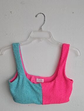 Pink Liky Pink & Turquoise Bikini Top